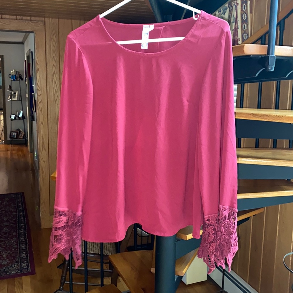 Maroon red Alya shirt with open back, size small